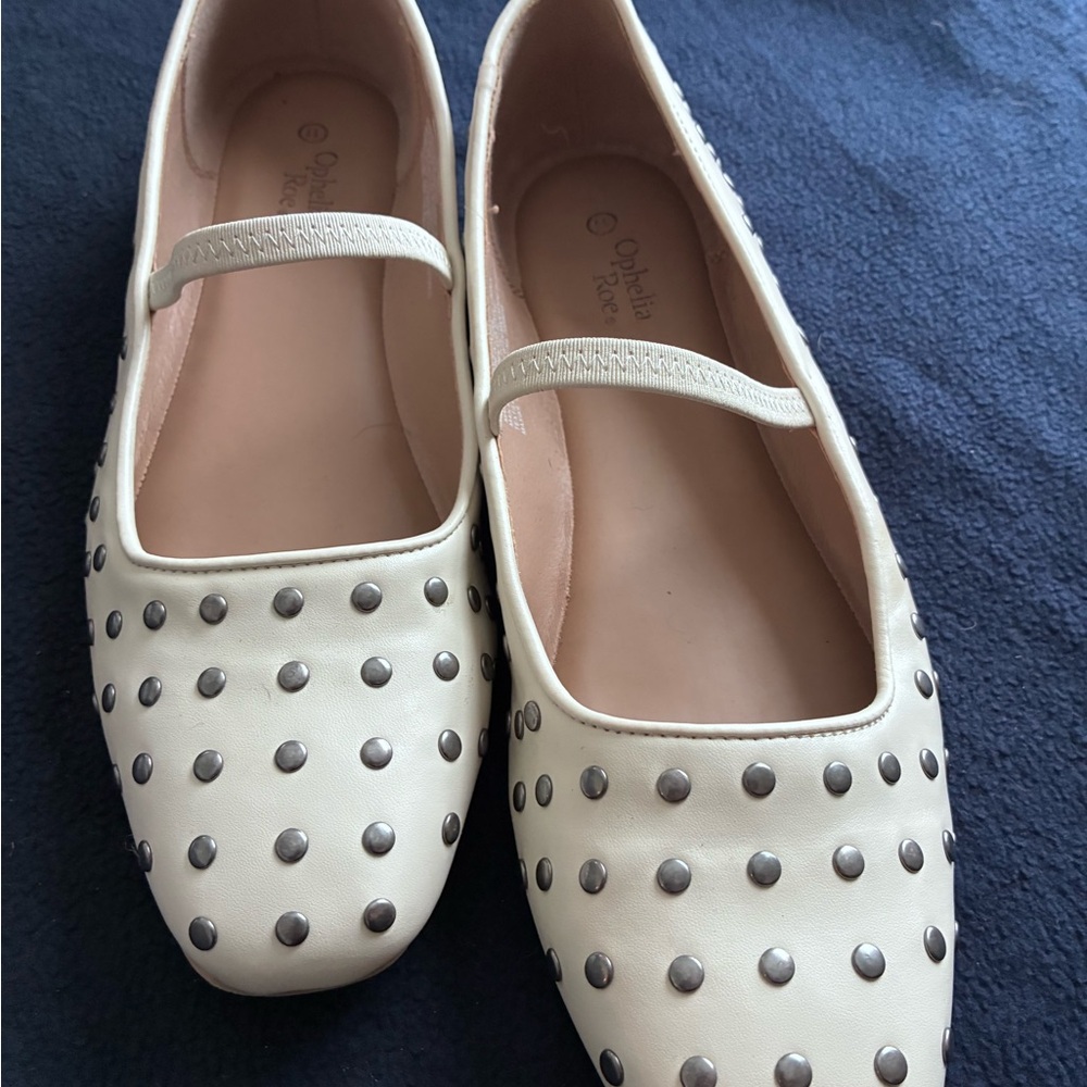 Ophelia & Co. Cream Studded Mary Jane Flats